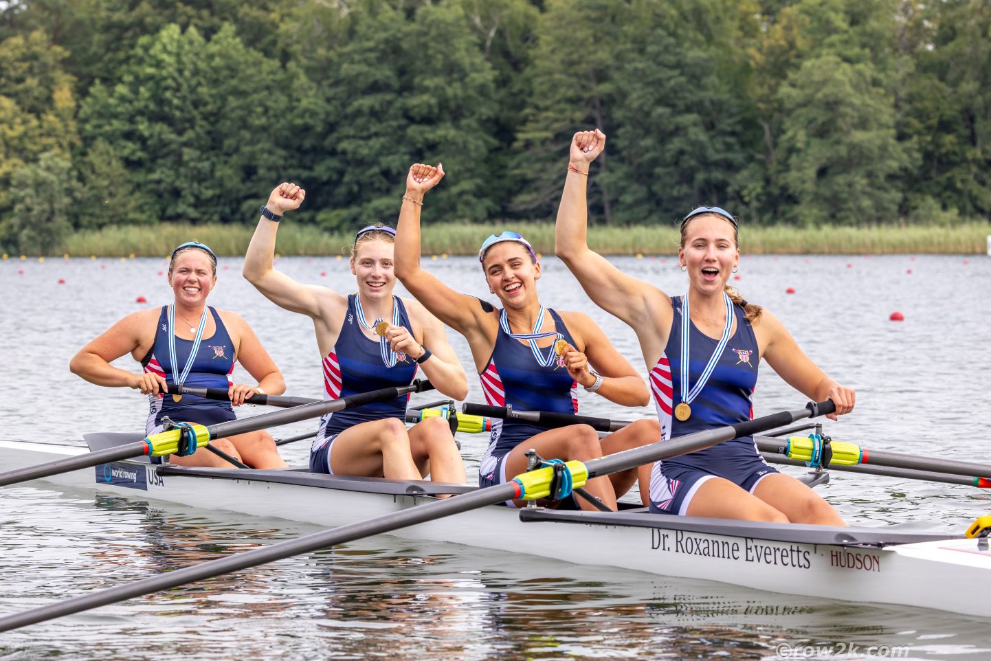 USRowing U19 Women's Four Celebrates Winning Gold